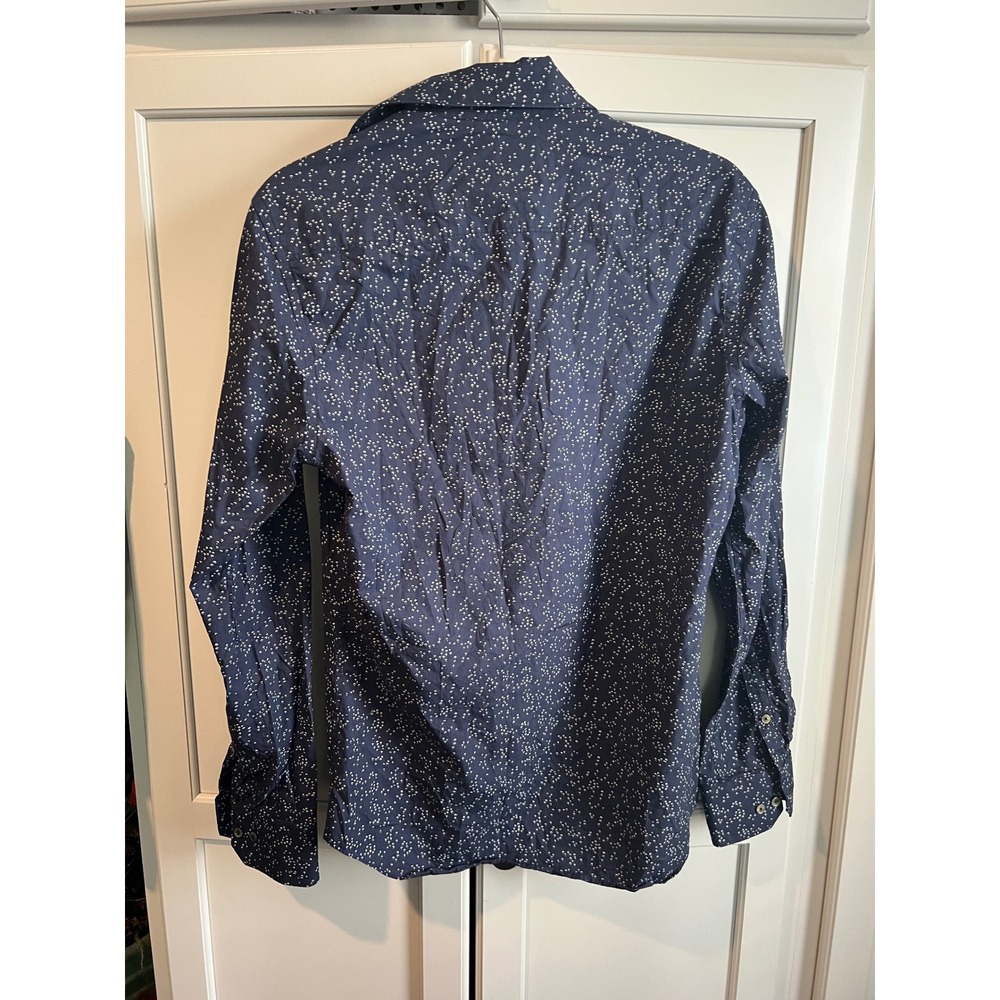 Rare Rabbit Mens Navy Blue White Geometric Print Long Sleeve Button Down Shirt S - Picture 4 of 6
